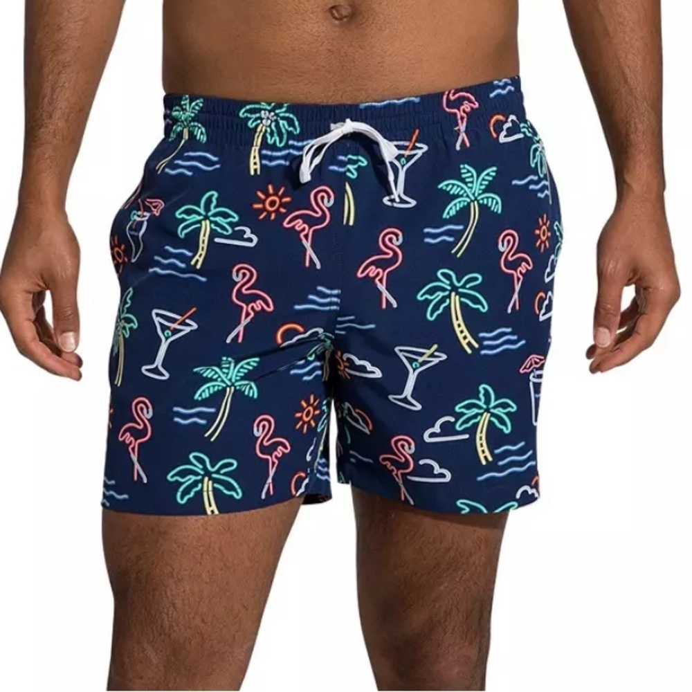 Men’s Chubbies 5.5‎ in. Swim Trunks, Neon Lights, 4-way stretch Pockets Tropical